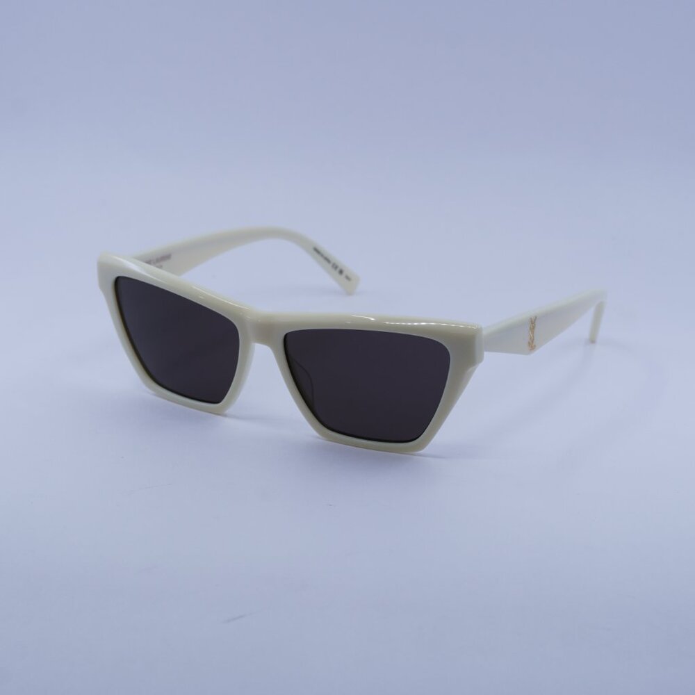 Saint Laurent SL M103 007 Sunglasses Ivory Cat Eye Frame, Black Lenses - Picture 5 of 12